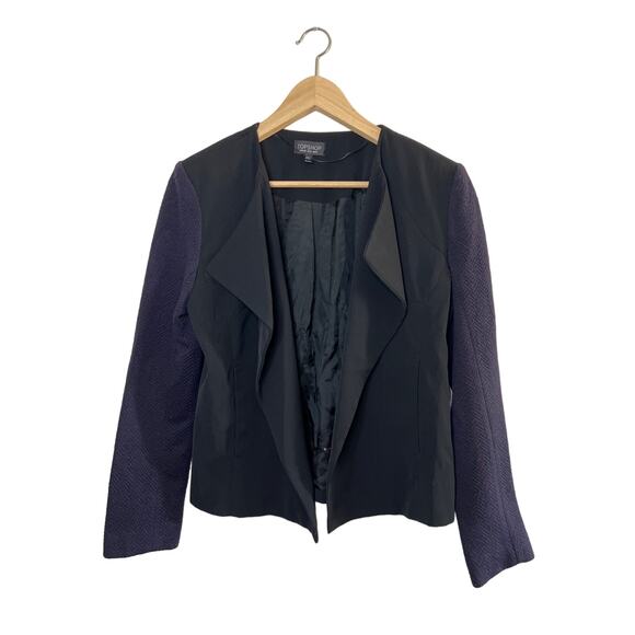 TOPSHOP Open Front Drape Herringbone Sleeve Blazer Jacket - Picture 1 of 16